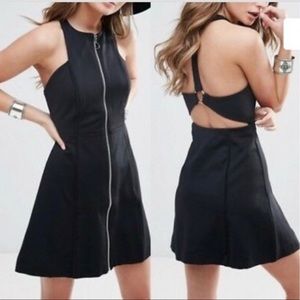 NWT Free People Festival Full Zip Semi Backless Black Mini Dress Mini Dress XS
